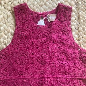 Festival ready! 
Folkie Australia Crochet Sleeveless Top Tank Fuchsia Pink NWT S